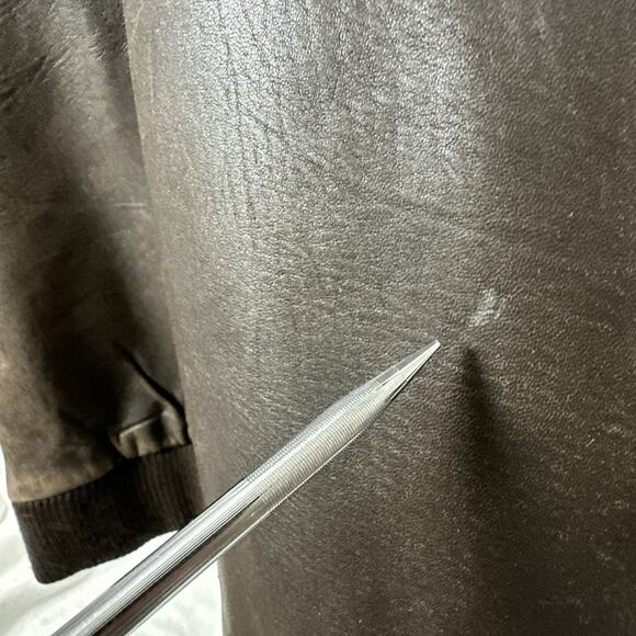 Vintage Claiborne Brown Lambskin Leather Bomber Jacket Men’s XL 90s Distressed - Picture 14 of 16